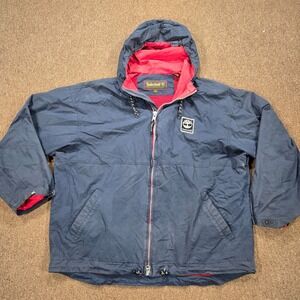Vintage Timberland Weathergear Jacket Mens Size L Blue Full Zip Hooded Y2K